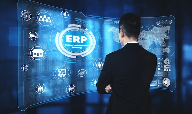 Sistema software erp enterprise resource management per il piano delle risorse aziendali