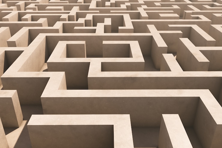 Photo an entertaining labyrinth. aerial view. 
