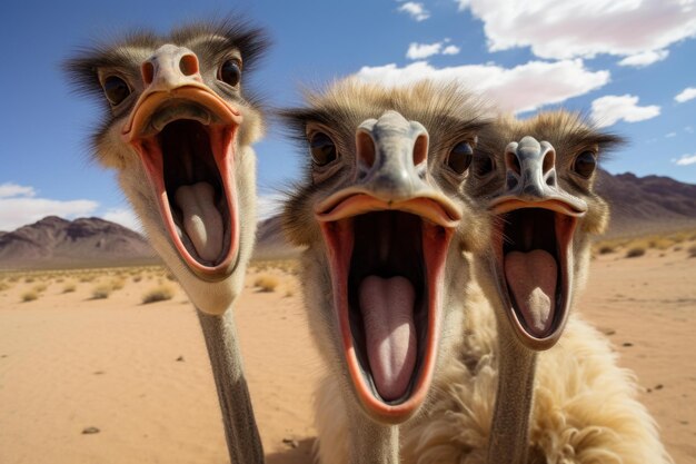 Photo entertaining ostrich selfie funny generate ai