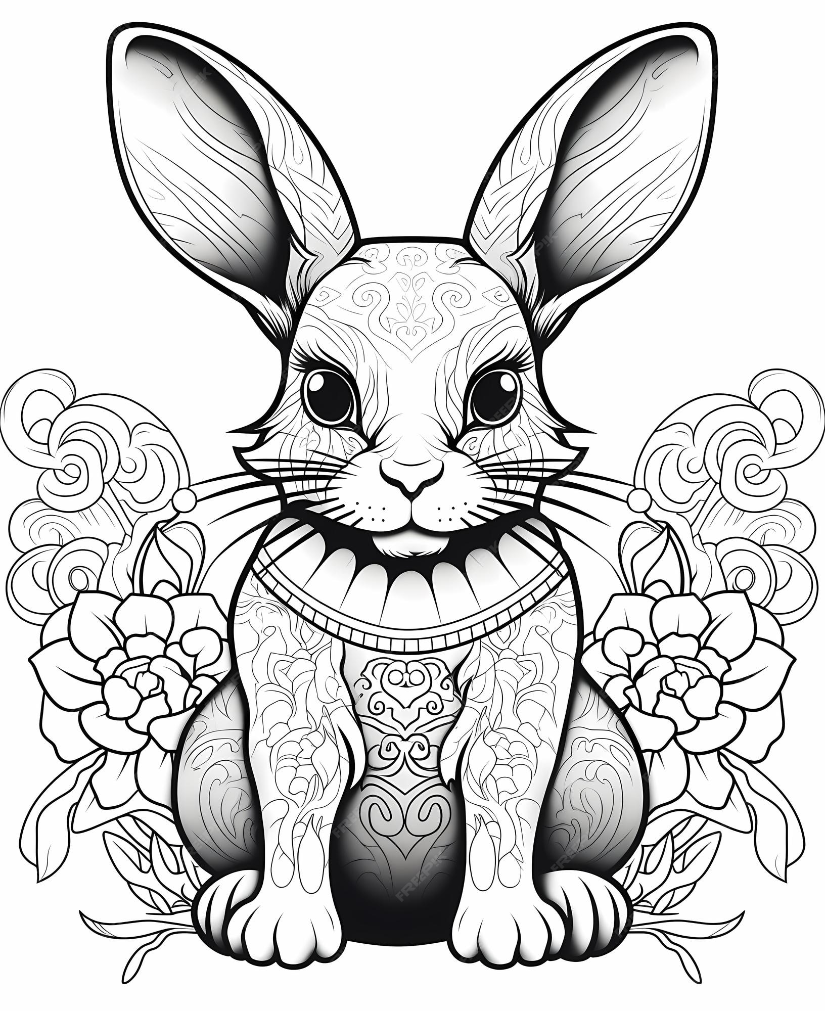 Premium AI Image | Entertaining Pet Rabbit Coloring Page