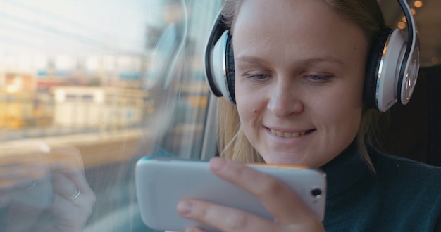 Entertainment with music and phone in the train