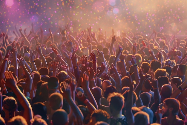 Photo enthusiastic crowd at a music festival