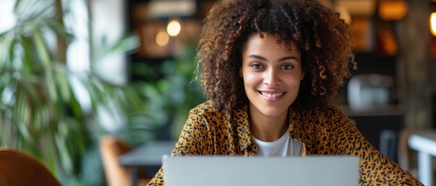 Enthusiastic Young Woman Engages In Productive Online Communication With Colleagues Using A Laptop