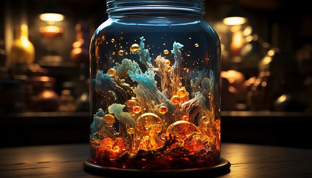 The entire universe contained inside a glass jar super realistic hyper detailed dramatic lighting