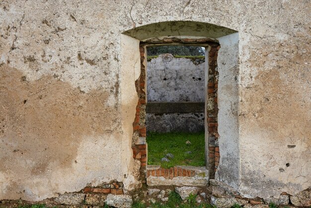 Entrance of an abandoned structure.