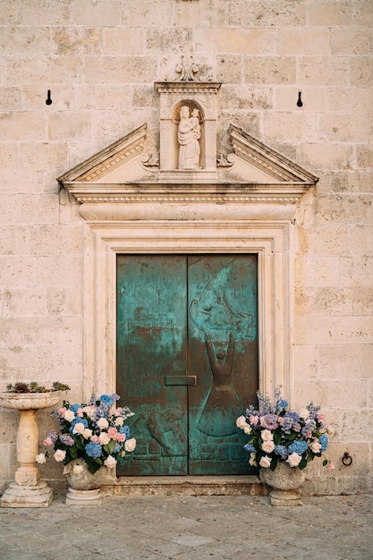 Entrance to catholic church of saint apostle mark montenegro