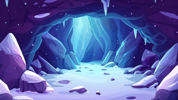 Photo the entrance to a cave in a mountain landscape filled with snow and ice cartoon background with an underground tunnel or cavern nature hollow canadian highlands