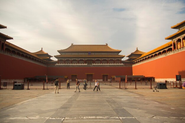 Entrance to the forbidden city of Beijing China at sunset