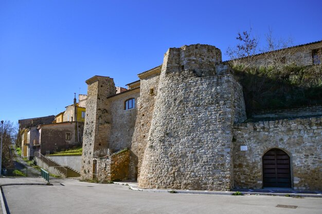 Entrance gate in the fortified walls of Montecalvo Irpino a village in Campania Italy