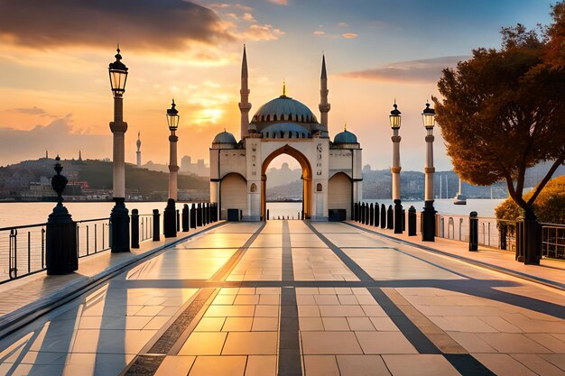 Entrance gate at sunset in istanbul turkey