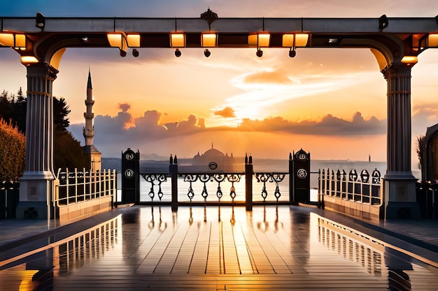 Entrance gate at sunset in istanbul turkey