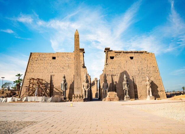 Entrance to Luxor Temple and blue sky