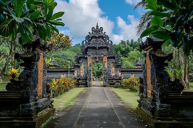 Foto l'ingresso di un tempio vicino