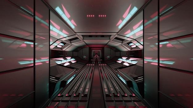 Entrance of sci fi corridor 4K UHD 3D illustration