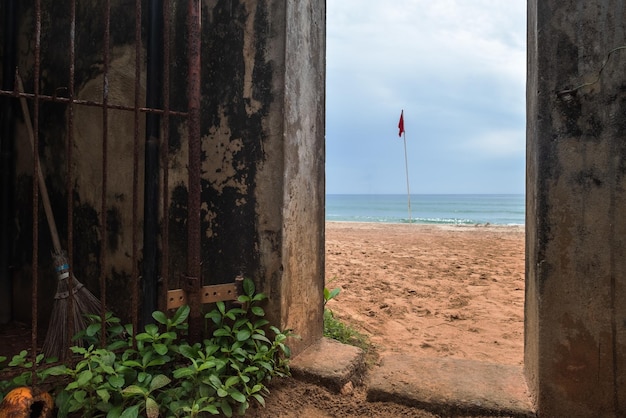 Entrance on sunny beach in Sri Lanka