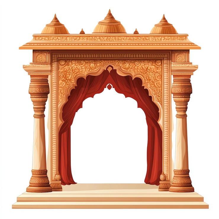 Photo entrance through to traditional indian mandap