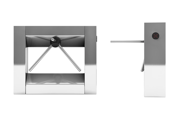 Entrance Tripod Turnstile on a white background. 3d Rendering