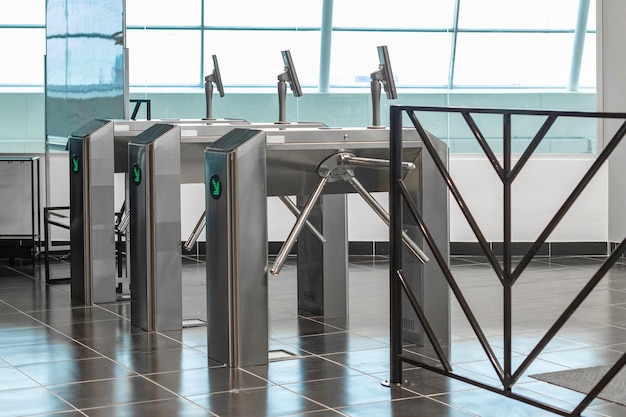 entrance turnstiles with a display for reading the visitors face