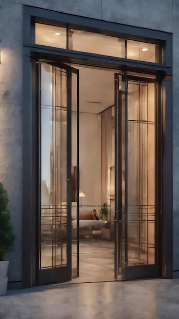 Entrance with glass doors