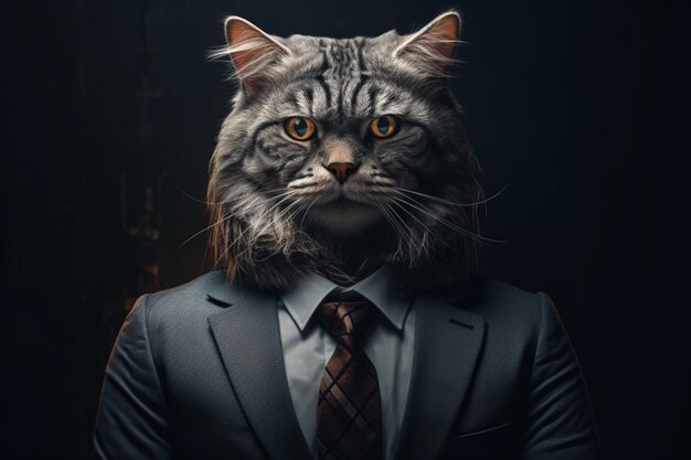 An entrepreneur depicted with a cats head