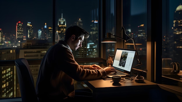 entrepreneur working late at night photography