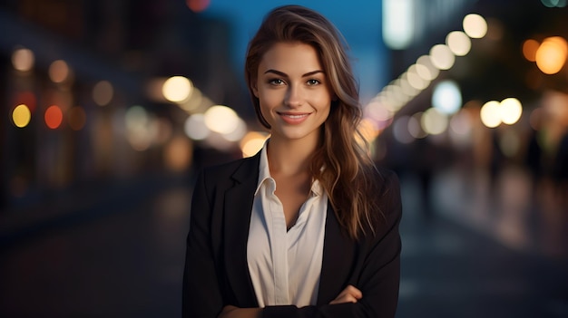 Entrepreneurial Elegance Positive Businesswoman on Urban Street