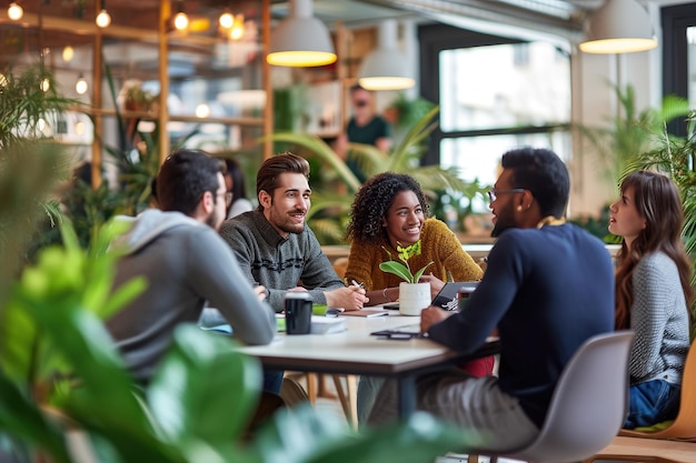 Entrepreneurs discussing strategies at a startup incubator