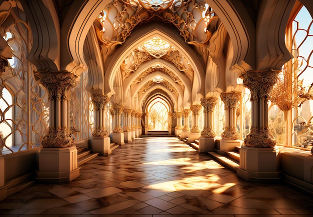 Entry to a mosque with doors and archways