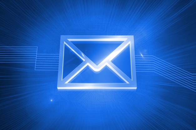 Envelope on blue background