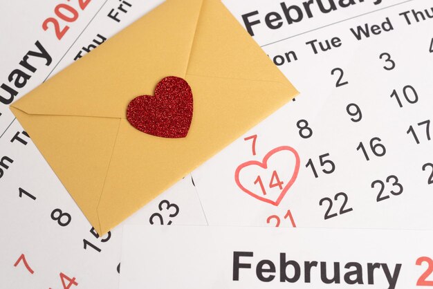 envelope heart february calendar