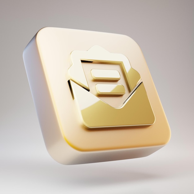 Envelope Open Text icon. Golden Envelope Open Text symbol on matte gold plate. 3D rendered Social Media Icon.