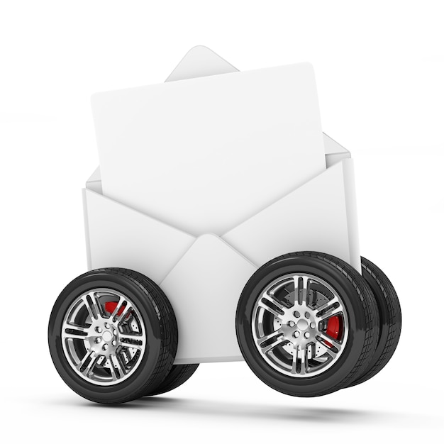 Envelope with blank letter on wheels