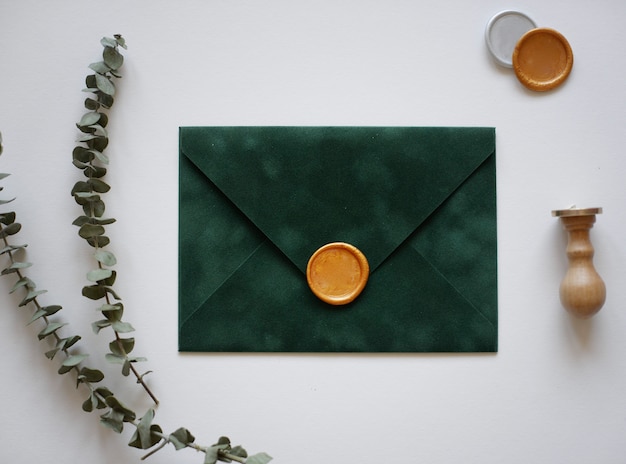 Envelope with wax and leaves