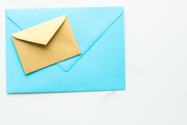Envelopes on marble background message concept