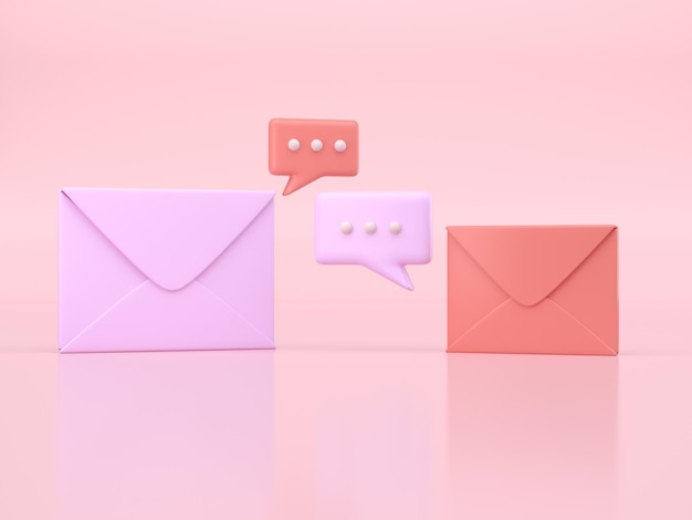 Envelopes with Chat Icons Concept 3D render