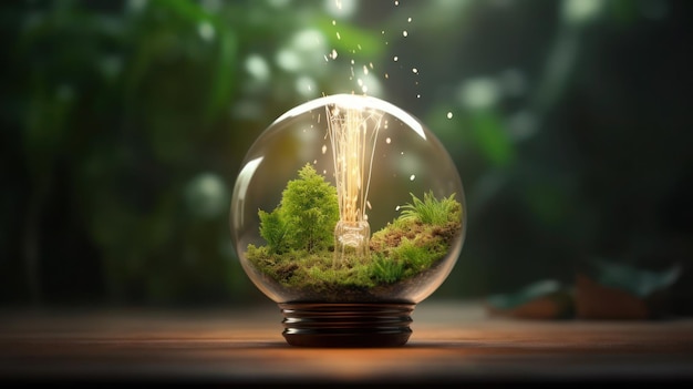 Environment concept with plant in bulb