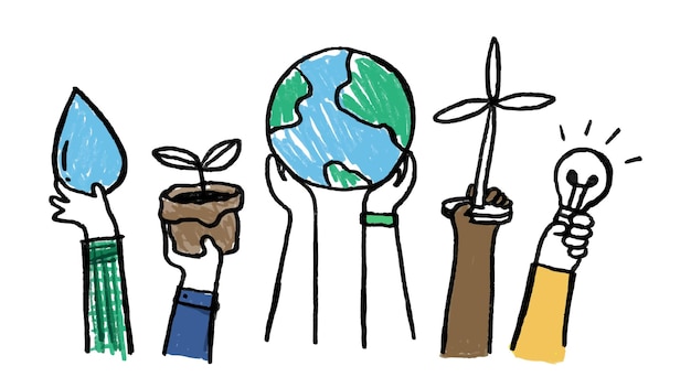 environment doodle png renewable energy concept