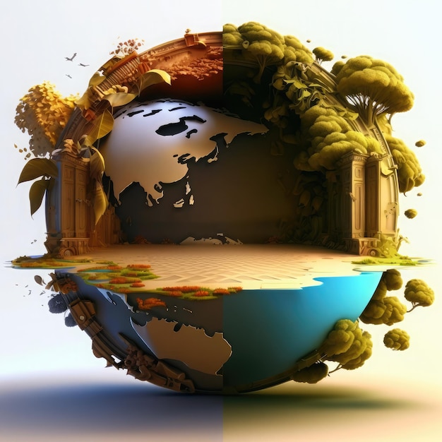 소셜 미디어 게시물 배너 및 배경 디자인을 위한 환경 지구의 날 행성 자연 개념