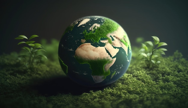 地球地球の緑の自然な背景を持つ環境地球の日惑星自然の概念