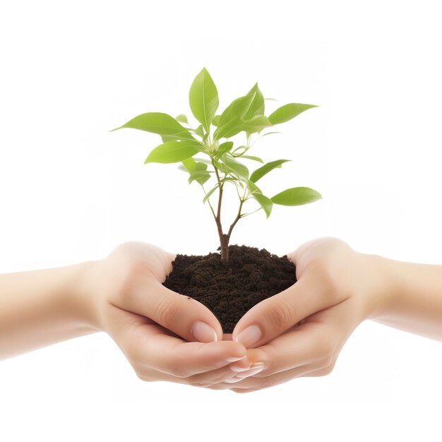 Environment Earth Day In the Tree plant in woman hand isolated on white background Forest conservation concept concept eco earth day Saving the environment ecology concept generate ai