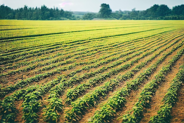 Environment landscape of green agricultural field countryside scene