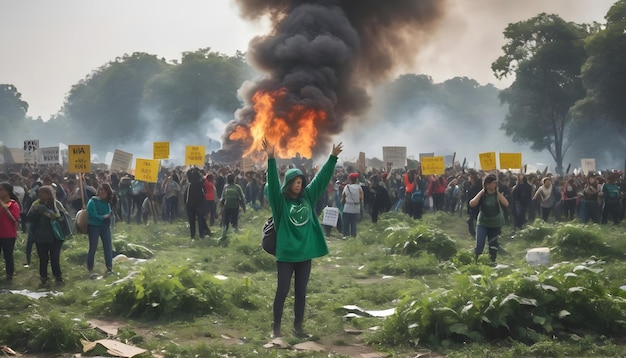 Environmental Activism Depict impactful scenes of activism such as protests