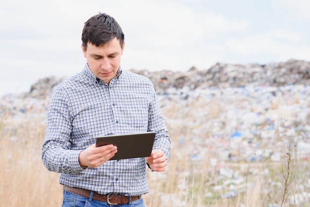 Environmental activist near the landfill 