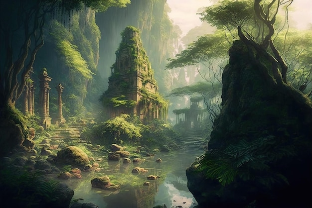 Environmental art in the style of Andreas Rocha