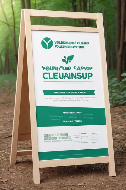 Environmental Cleanup Volunteer Information Signage Mockup with blank white empty space for placing your design