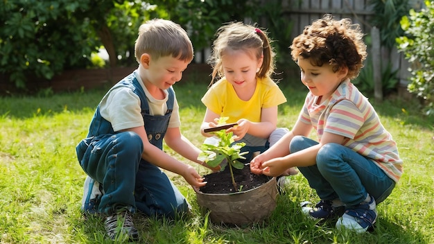 Environmental conservation in the garden for children