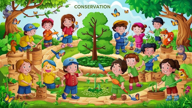 Environmental conservation in the garden for children