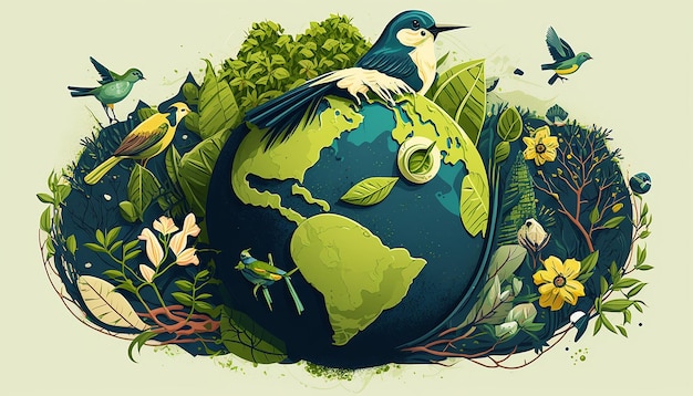 Environmental Design Earth Day Illustration Generative AI