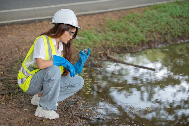 Environmental engineers inspect water qualitybring water to the\
lab for testingcheck the mineral content in water and soilcheck for\
contaminants in water sources