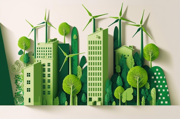 Environmental friendly green city with sustainable energy conservation